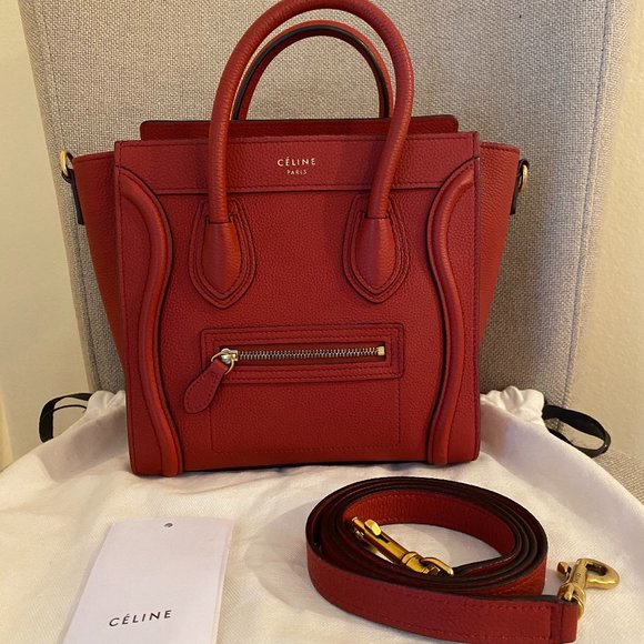 Celine Handbags - CELINE NANO LUGGAGE RED BAG